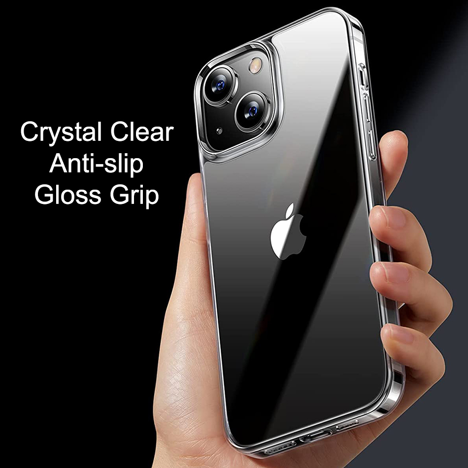 Hybrid Fusion Shockproof Hard Case for Apple iPhone 14 Plus - Clear (Gloss Grip)