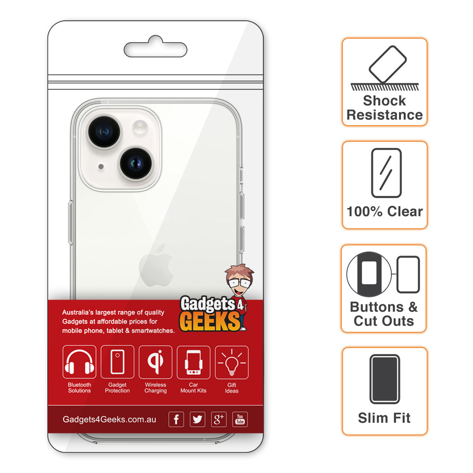 Hybrid Fusion Shockproof Hard Case for Apple iPhone 14 Plus - Clear (Gloss Grip)