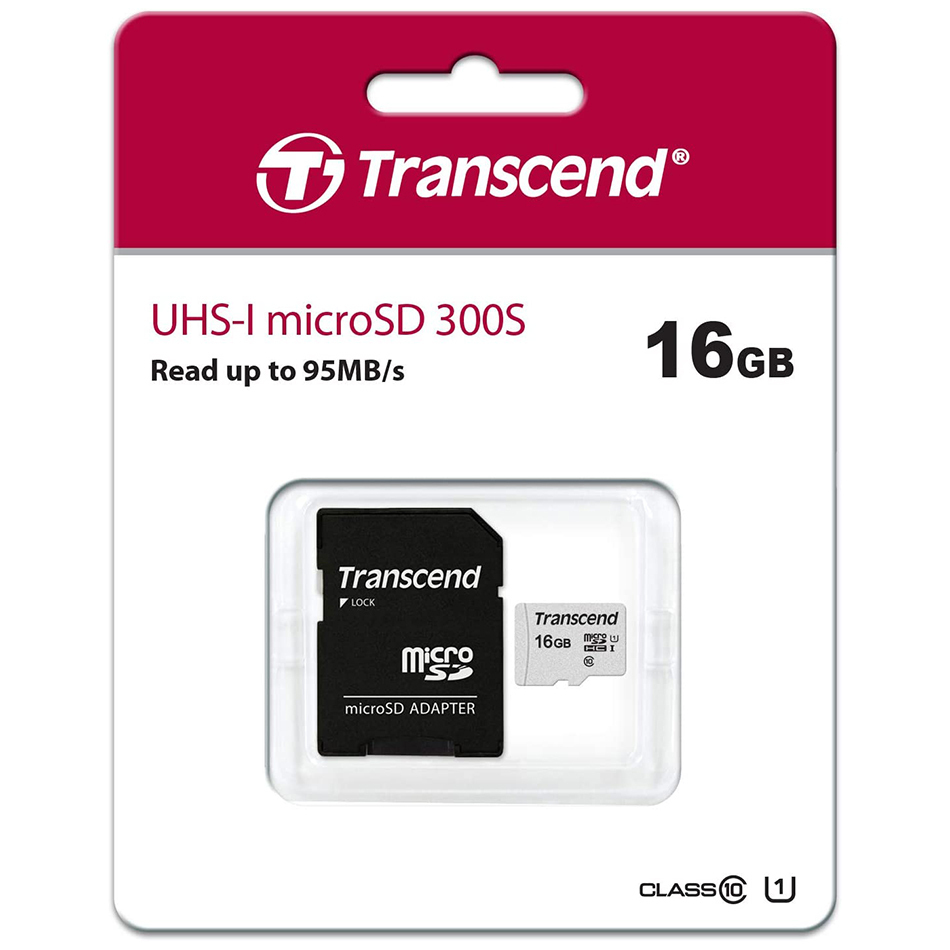 Transcend 16GB MicroSDHC A1 Class 10 UHS-I Memory Card Adapter
