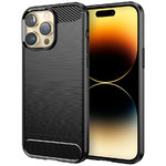 Flexi Slim Carbon Fibre Case for Apple iPhone 14 Pro - Brushed Black