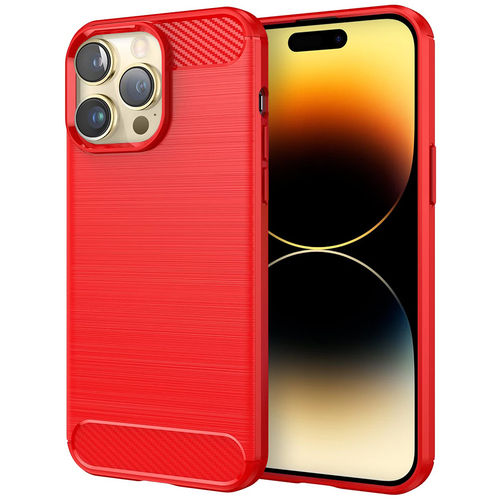 Flexi Slim Carbon Fibre Case for Apple iPhone 14 Pro - Brushed Red