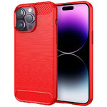Flexi Slim Carbon Fibre Case for Apple iPhone 14 Pro Max - Brushed Red