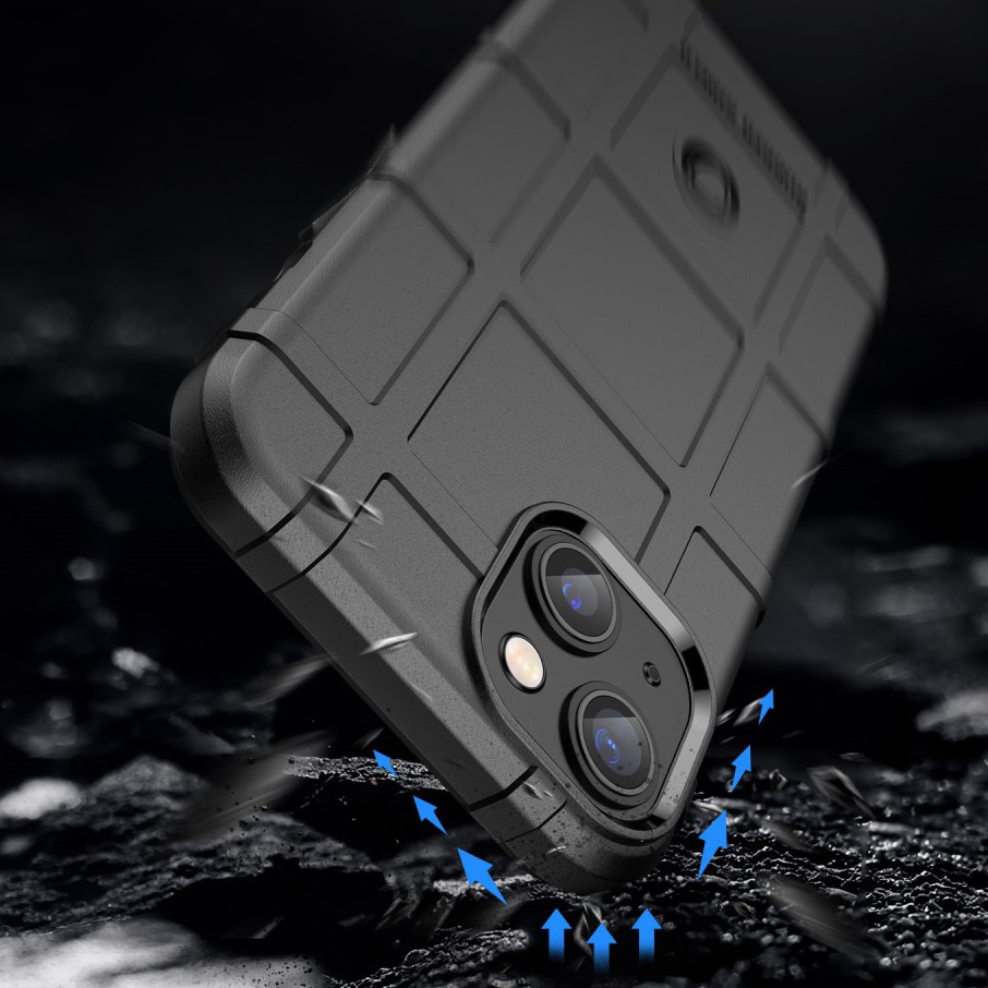 Anti-Shock Grid Texture Shockproof Case for Apple iPhone 14 - Black