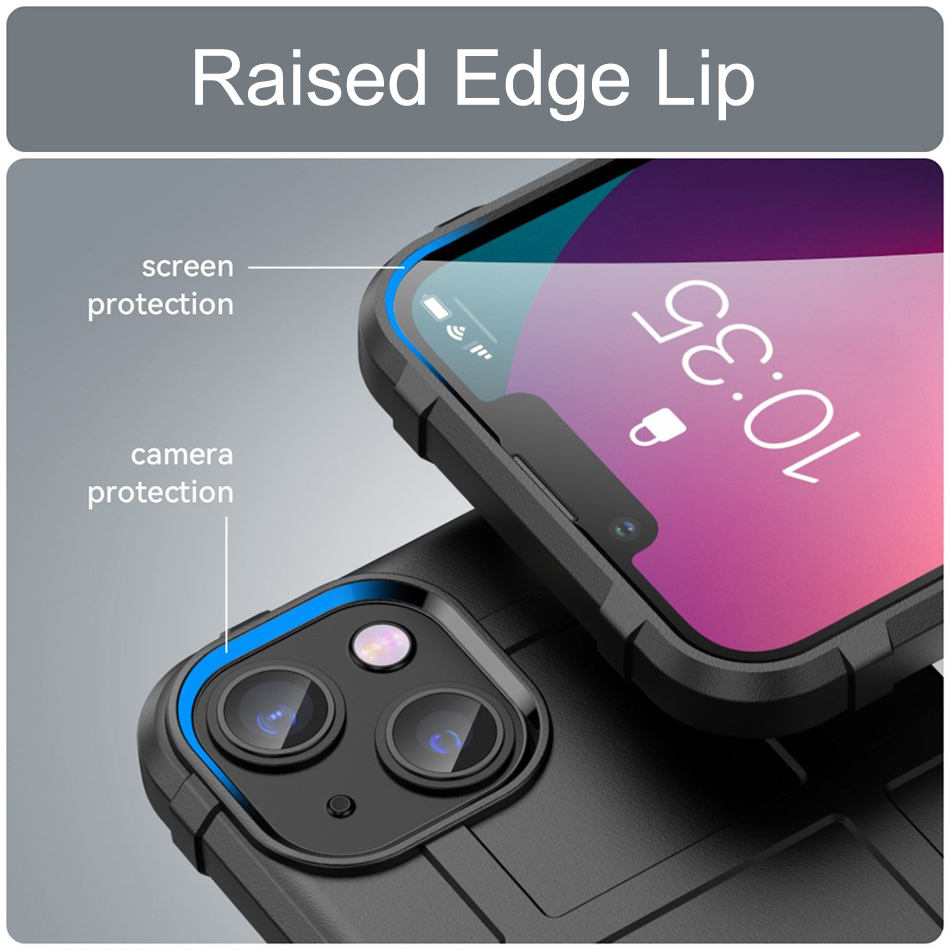 Anti-Shock Grid Texture Shockproof Case for Apple iPhone 14 - Black