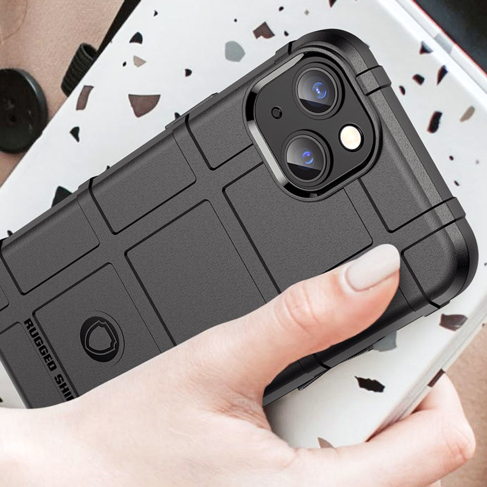 Anti-Shock Grid Texture Shockproof Case for Apple iPhone 14 - Black