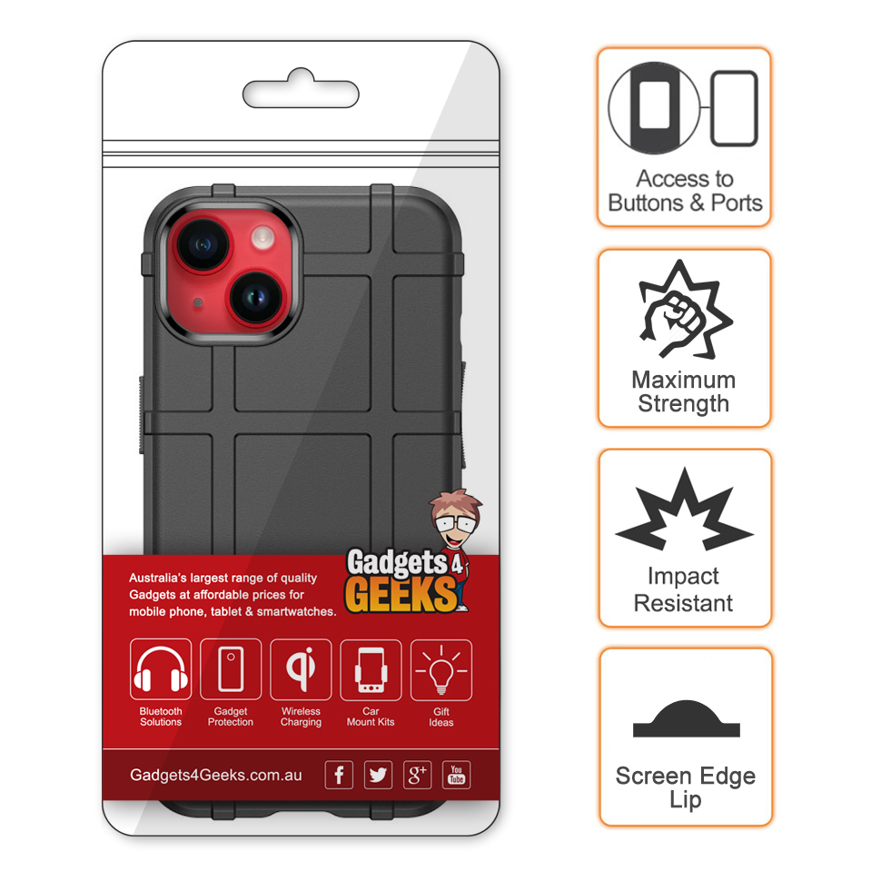 Anti-Shock Grid Texture Shockproof Case for Apple iPhone 14 - Black