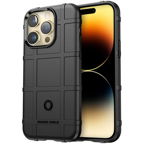 Anti-Shock Grid Texture Tough Case for Apple iPhone 14 Pro - Black