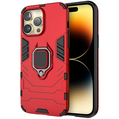 Slim Armour Shockproof Case / Finger Ring / Holder Stand for Apple iPhone 14 Pro - Red