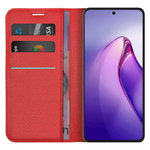 Leather Wallet Case & Card Holder Pouch for Oppo Reno8 Pro - Red