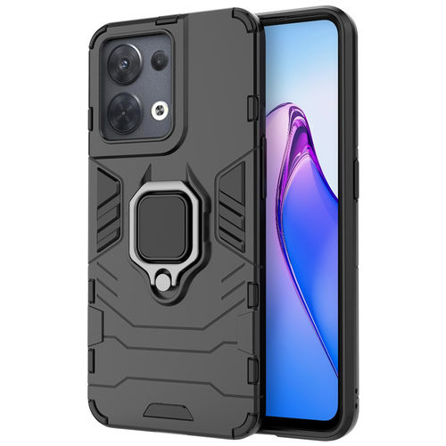 Slim Armour Shockproof Case / Finger Ring / Holder Stand for Oppo Reno8 - Black