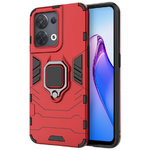 Slim Armour Shockproof Case / Finger Ring / Holder Stand for Oppo Reno8 - Red