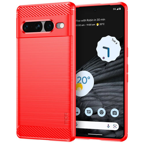 Mofi Flexi Slim Carbon Fibre Case for Google Pixel 7 Pro - Brushed Red