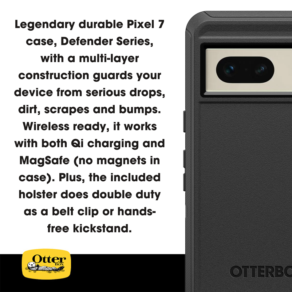 OtterBox Defender Shockproof Case / Belt Clip for Google Pixel 7 - Black