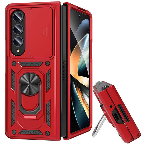 Slim Armour Shockproof Case / Finger Ring Holder for Samsung Galaxy Z Fold4 - Red