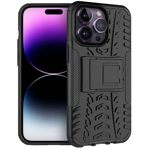 Dual Layer Rugged Tough Case & Stand for Apple iPhone 14 Pro Max - Black