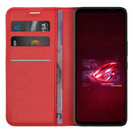 Leather Wallet Case & Card Holder Pouch for Asus ROG Phone 6 - Red