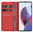 Leather Wallet Case & Card Holder Pouch for Motorola Edge 30 Ultra - Red