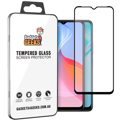 Full Coverage Tempered Glass Screen Protector for Y01 / Y21 / Y21s / Y33s - Black