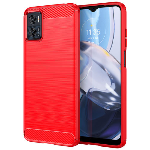 Flexi Slim Carbon Fibre Case for Motorola Moto E22i - Brushed Red