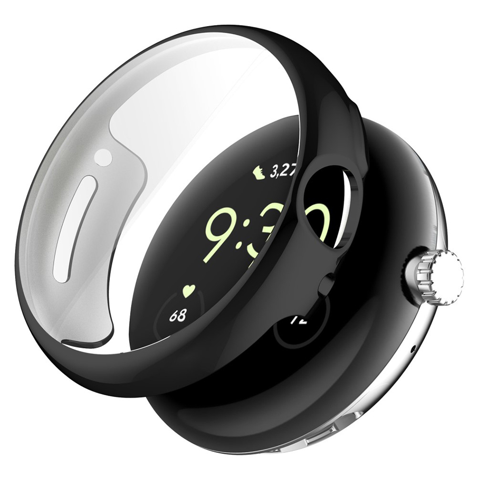 (2-Pack) Flexi Slim Bumper Case for Google Pixel Watch 3 / 2 / 1 (41mm) - Black (Frame)