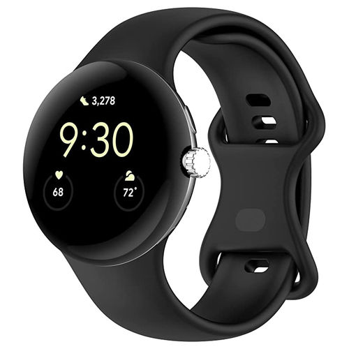 Sport Plus Silicone Band (Pin & Tuck) Wrist Strap for Google Pixel Watch / Watch 2 - Black
