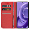 Leather Wallet Case & Card Holder Pouch for Motorola Edge 30 Neo - Red