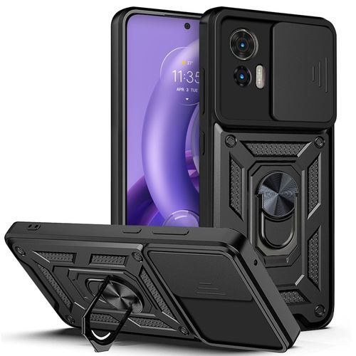Heavy Duty Shockproof Case / Slide Camera Cover for Motorola Edge 30 Neo - Black