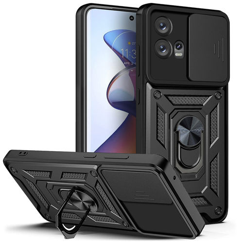 Slim Armour Shockproof Case / Finger Ring Holder for Motorola Edge 30 Fusion - Black
