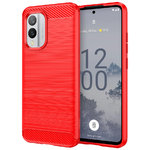 Flexi Slim Carbon Fibre Case for Nokia X30 - Brushed Red