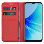 Leather Wallet Case & Card Holder Pouch for Oppo A57 4G - Red