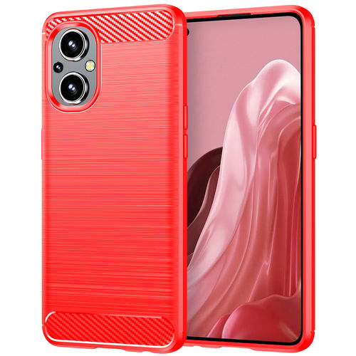 Flexi Slim Carbon Fibre Case for Oppo Reno8 Lite - Brushed Red