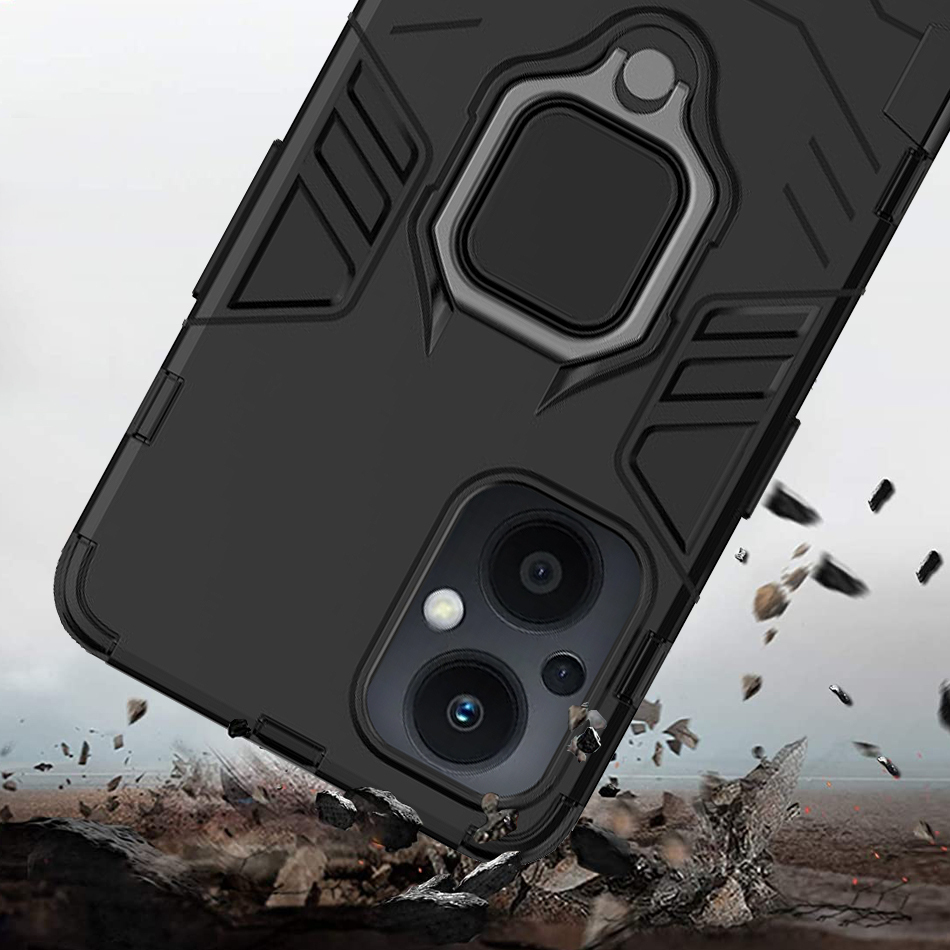 Slim Armour Shockproof Case / Finger Ring Holder for Oppo Reno8 Lite - Black