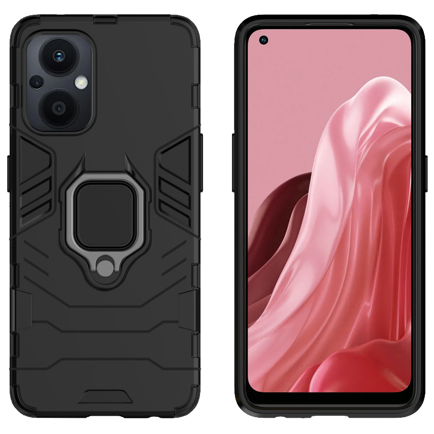 Slim Armour Shockproof Case / Finger Ring Holder for Oppo Reno8 Lite - Black