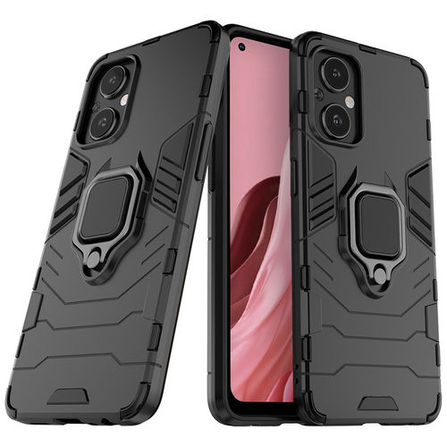 Slim Armour Shockproof Case / Finger Ring Holder for Oppo Reno8 Lite - Black