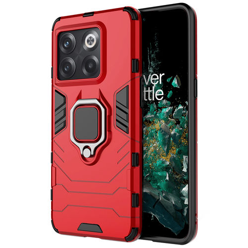 Slim Armour Shockproof Case / Finger Ring Holder for OnePlus 10T - Red