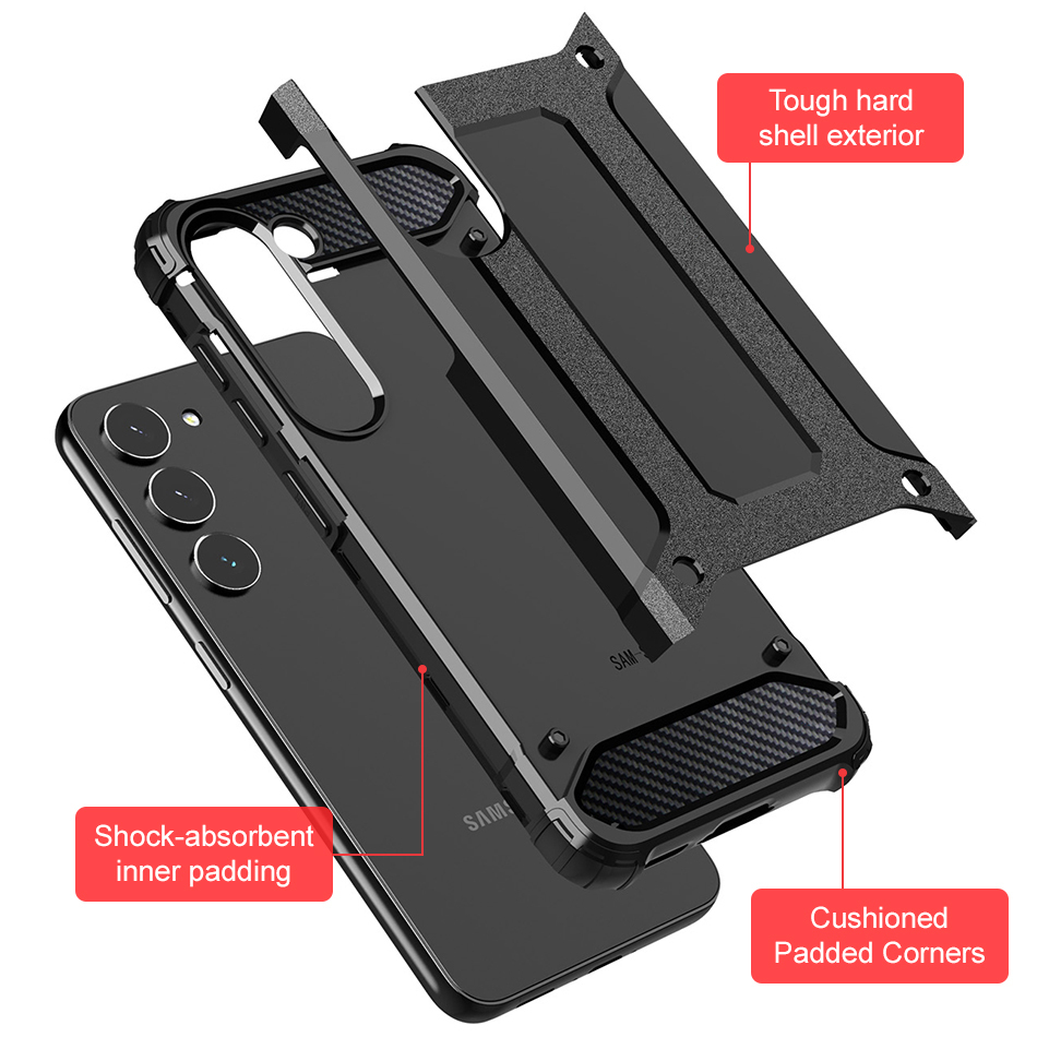 Military Defender Tough Shockproof Case for Samsung Galaxy S23+ (Black)