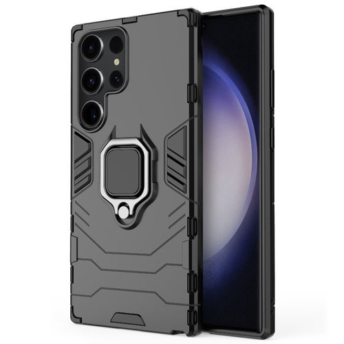 Slim Armour Shockproof Case / Finger Ring Holder for Samsung Galaxy S23 Ultra - Black