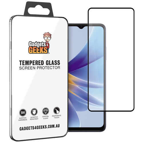 Full Coverage Tempered Glass Screen Protector for Oppo A17 (Black)