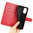 Leather Wallet Case & Card Holder Pouch for Oppo A17 - Red