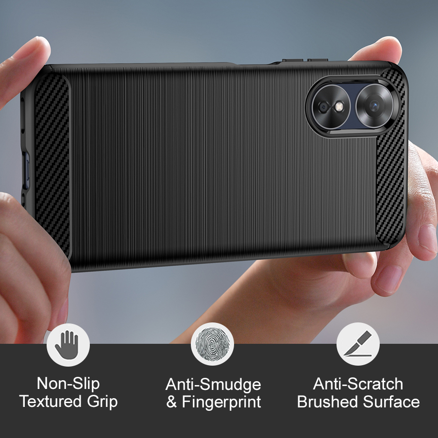 Flexi Slim Carbon Fibre Case for Oppo A17 - Brushed Black