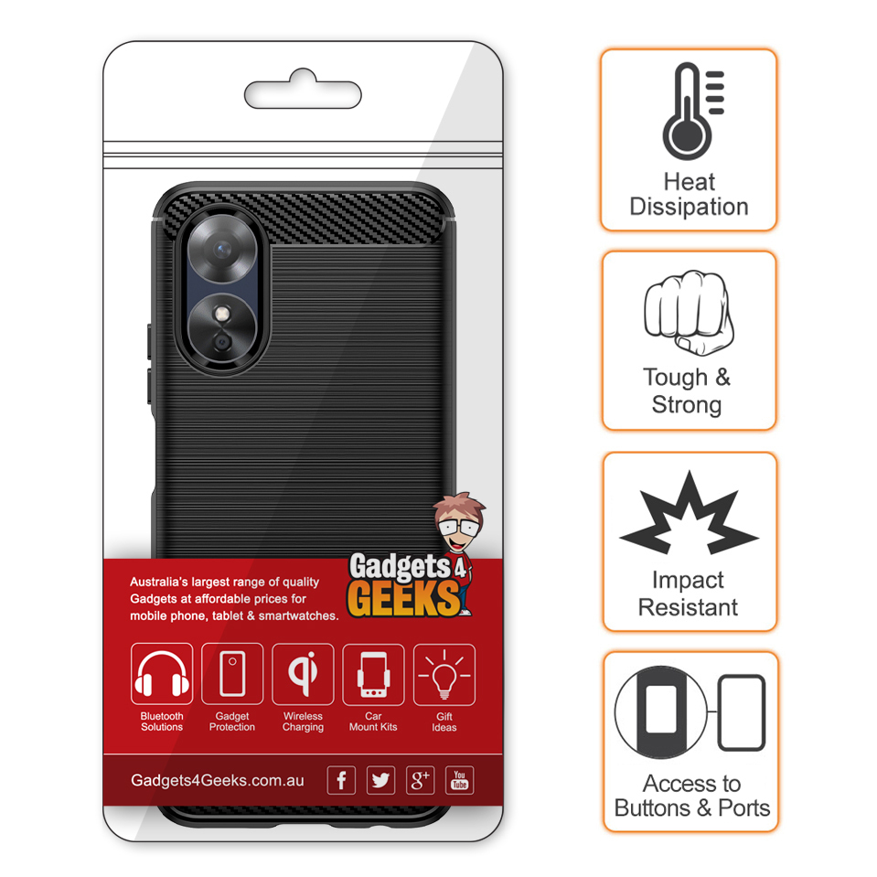 Flexi Slim Carbon Fibre Case for Oppo A17 - Brushed Black