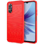 Flexi Slim Carbon Fibre Case for Oppo A17 - Brushed Red