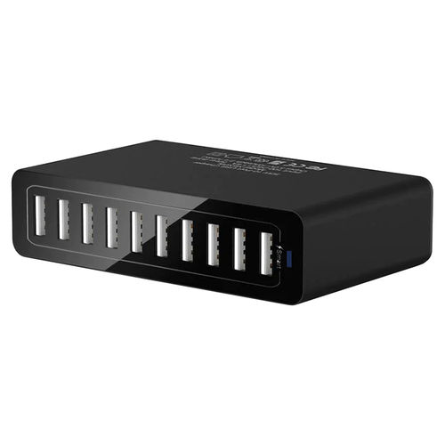 50W (10-Port) USB Charging Station / Travel Charger for Phone / Tablet - Black