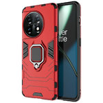 Slim Armour Tough Shockproof Case / Metal Ring Holder for OnePlus 11 - Red