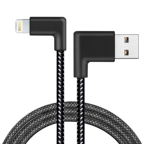 Double Right Angle (90 Degree) USB Lightning Charging Cable (2m) for iPhone / iPad