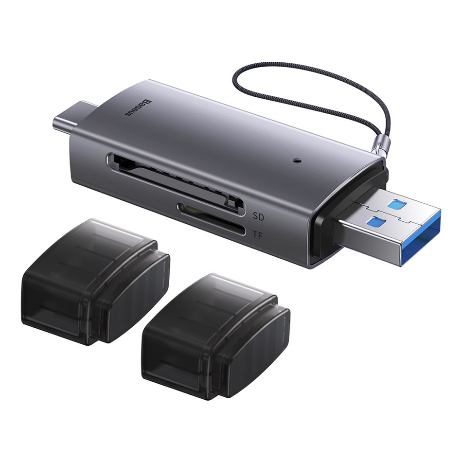 Baseus AirJoy (2-in-1) OTG Type-C / USB 3.0 (Dual Slot) SD Card Reader for Phone / Tablet