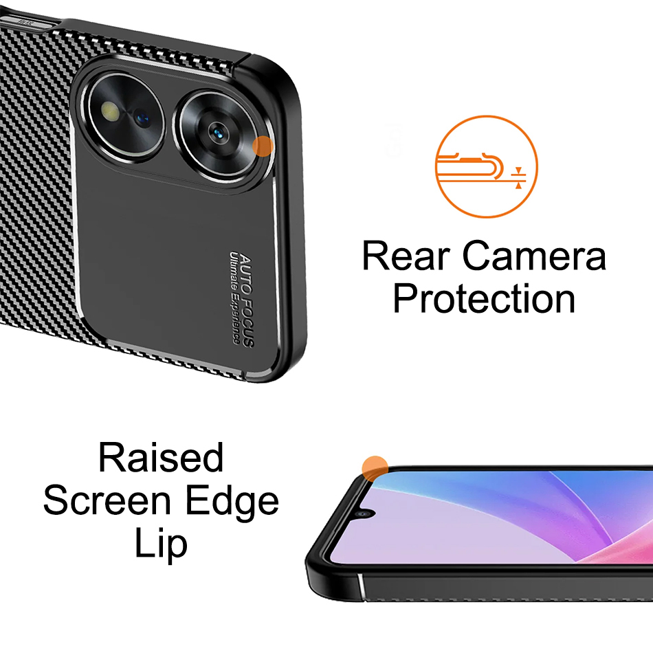 Flexi Slim Carbon Fibre Case for Oppo A78 5G - Black (Pattern)