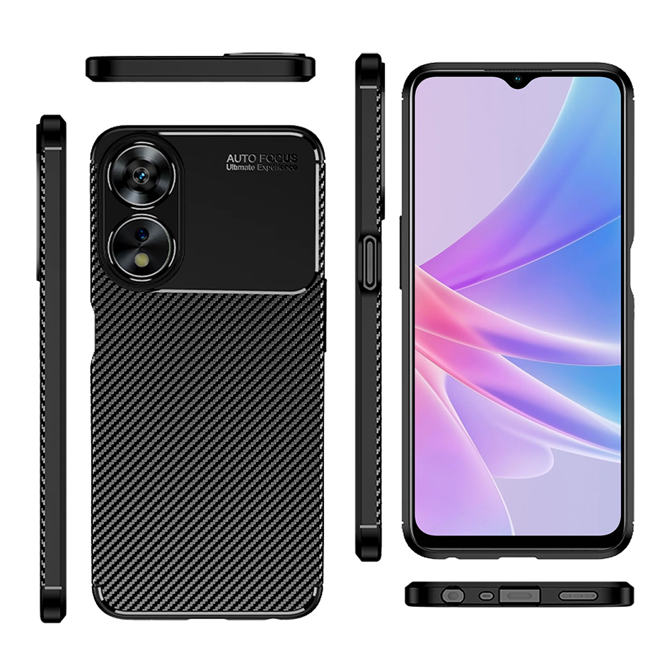 Flexi Slim Carbon Fibre Case for Oppo A78 5G - Black (Pattern)