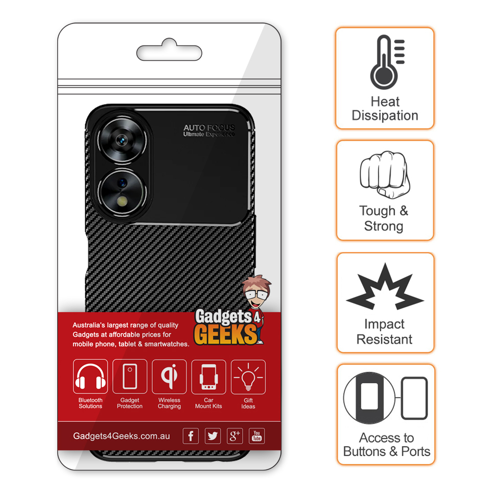 Flexi Slim Carbon Fibre Case for Oppo A78 5G - Black (Pattern)