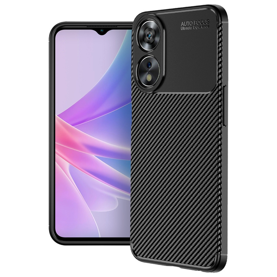 Flexi Slim Carbon Fibre Case for Oppo A78 5G - Black (Pattern)